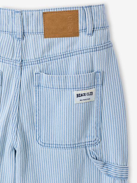 Girl's wide-leg striped trousers striped blue - vertbaudet enfant 