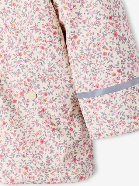 Ciré fille à capuche doublé sherpa anthracite+indigo+multicolore+rose pâle - vertbaudet enfant 