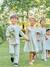 Cotton Gauze Occasion Wear Dress with Broderie Anglaise Sleeves, for Girls pale pink+sage green - vertbaudet enfant 
