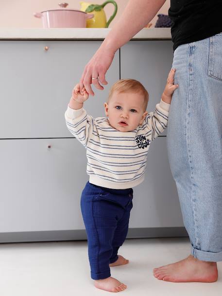 Sweat bébé garçon en éponge écru - vertbaudet enfant 