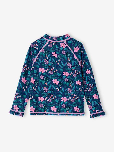 Girl's UV Protection one-piece swimsuit navy blue - vertbaudet enfant 