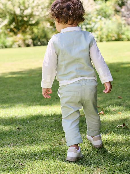 Trousers with Removable Braces for Babies sage green - vertbaudet enfant 