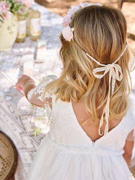 Girl's lace and tulle dress white - vertbaudet enfant 