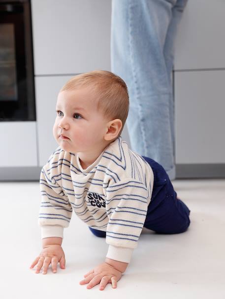 Sweat bébé garçon en éponge écru - vertbaudet enfant 