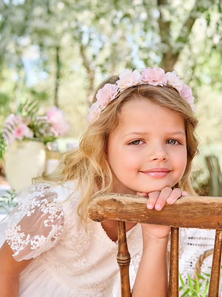 Girl's lace and tulle dress white - vertbaudet enfant 