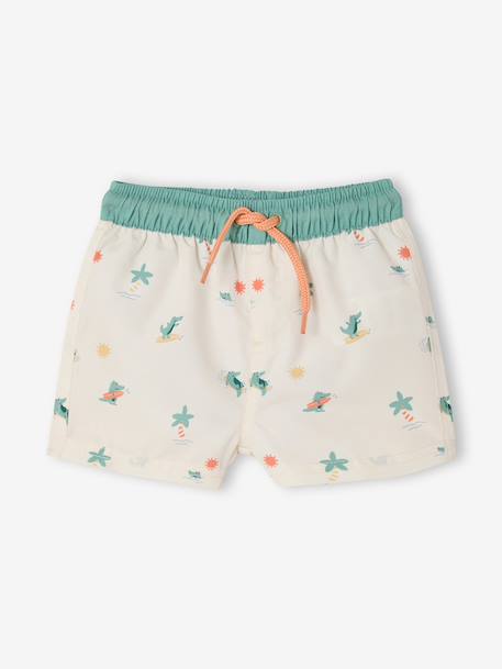 Baby swim shorts with crocodile print ecru - vertbaudet enfant 