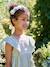 Cotton Gauze Occasion Wear Dress with Broderie Anglaise Sleeves, for Girls pale pink+sage green - vertbaudet enfant 