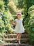 Cotton Gauze Occasion Wear Dress with Broderie Anglaise Sleeves, for Girls pale pink+sage green - vertbaudet enfant 