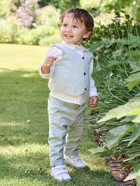 Trousers with Removable Braces for Babies sage green - vertbaudet enfant 