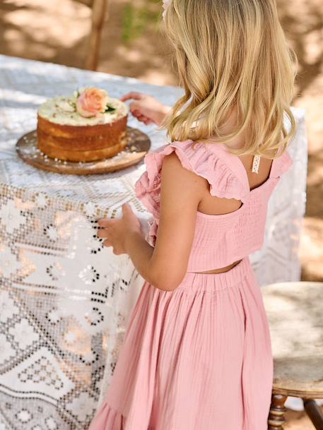 Occasion Wear Blouse & Frilled Skirt Combo blush+sage green - vertbaudet enfant 