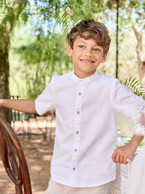 Boys-Linen Shirt with Mandarin Collar for Boys 