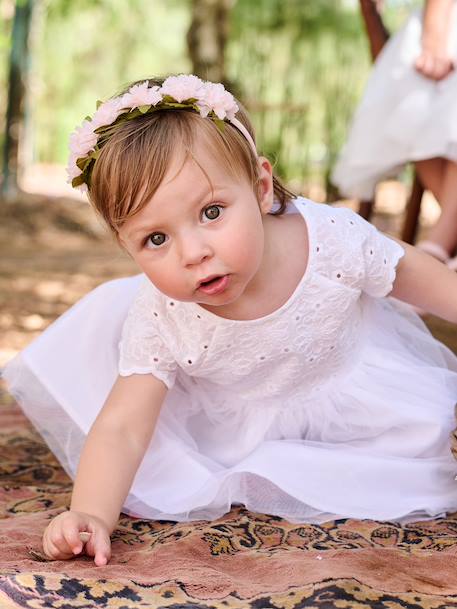Robe bébé fille tulle broderie blanc - vertbaudet enfant 