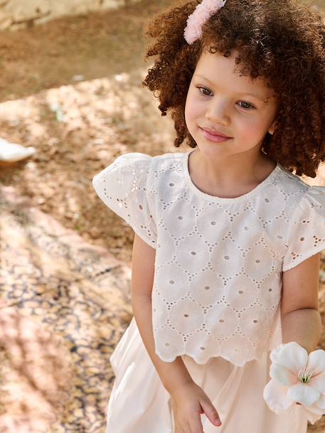Girl's two-fabric skater dress white - vertbaudet enfant 