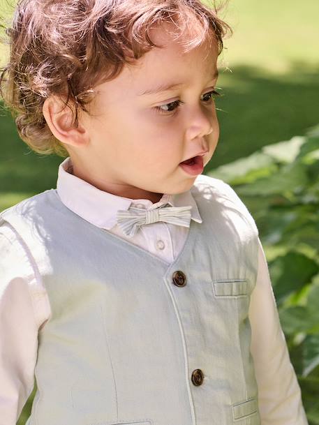 Ensemble chemise gilet nœud papillon bébé vert sauge - vertbaudet enfant 