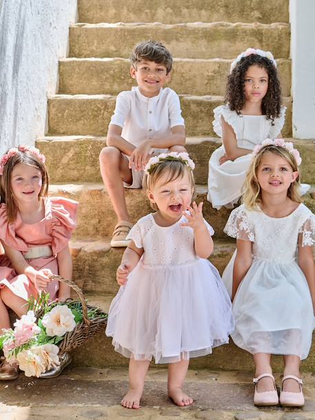 Robe bébé fille tulle broderie blanc - vertbaudet enfant 