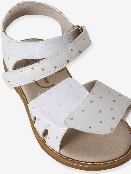 Glittery Hook-and-Loop Sandals for Girls printed white+set blue - vertbaudet enfant 