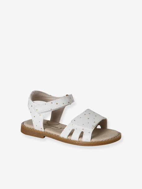 Glittery Hook-and-Loop Sandals for Girls printed white+set blue - vertbaudet enfant 