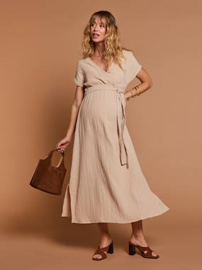 Maternity-Long Dress for Maternity in Cotton Gauze, by ENVIE DE FRAISE