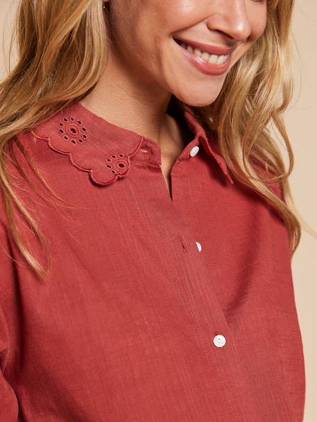 Nightshirt for Maternity & Nursing by ENVIE DE FRAISE emerald green+terracotta - vertbaudet enfant 