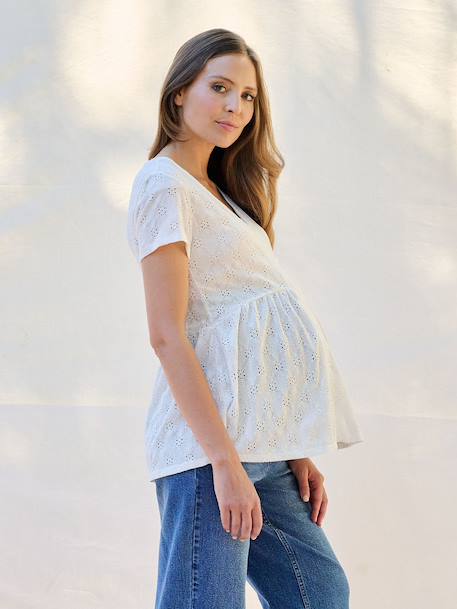 English embroidery nursing blouse ecru - vertbaudet enfant 