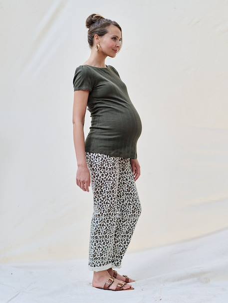 T-Shirt for Maternity, Low Neckline at the Back, in Wide Knit, by ENVIE DE FRAISE ecru+khaki+terracotta - vertbaudet enfant 