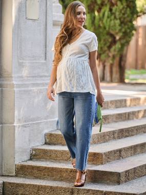 Maternity-English embroidery nursing blouse