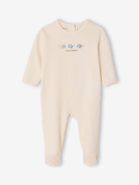 Pack of 3 Organic Cotton Sleepsuits for Babies beige+ecru+sage green - vertbaudet enfant 