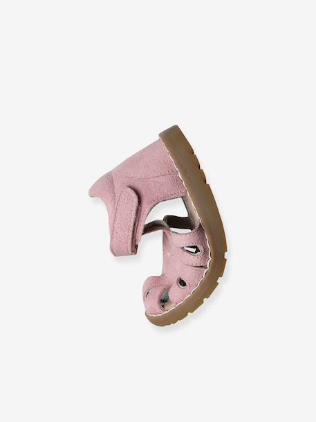 Sandales bébé cuir à scratchs fermées acajou+marine+or+rose - vertbaudet enfant 