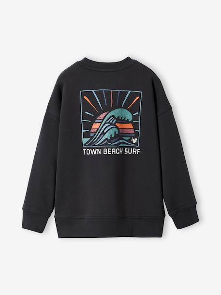 Round-neck oversized sweatshirt for boys anthracite - vertbaudet enfant 
