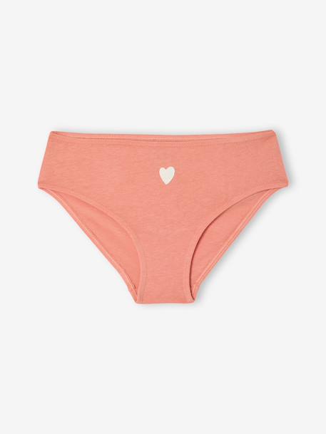 Pack of 7 girls' heart print organic cotton briefs fuchsia - vertbaudet enfant 