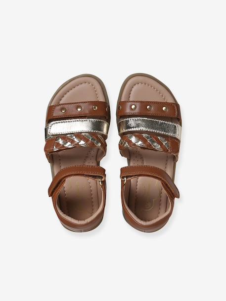 Leather Sandals with Closed Heel for Children, Designed for Autonomy set brown+set pink - vertbaudet enfant 