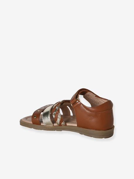 Leather Sandals with Closed Heel for Children, Designed for Autonomy set brown+set pink - vertbaudet enfant 