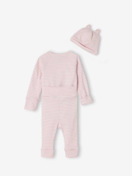 Ensemble bébé body, legging et bonnet rayé rose chiné - vertbaudet enfant 