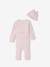 Set of baby bodysuit, leggings and striped beanie marl pink - vertbaudet enfant 
