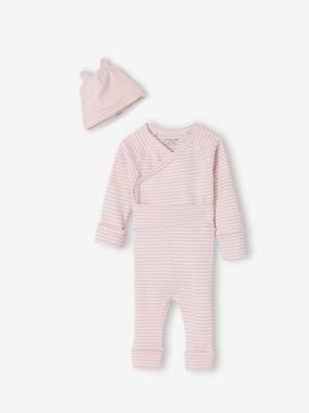 Baby-Outfits-Set of baby bodysuit, leggings and striped beanie 