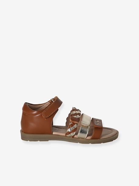 Leather Sandals with Closed Heel for Children, Designed for Autonomy set brown+set pink - vertbaudet enfant 