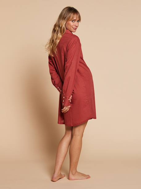 Nightshirt for Maternity & Nursing by ENVIE DE FRAISE emerald green+terracotta - vertbaudet enfant 