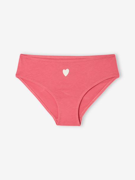 Pack of 7 girls' heart print organic cotton briefs fuchsia - vertbaudet enfant 