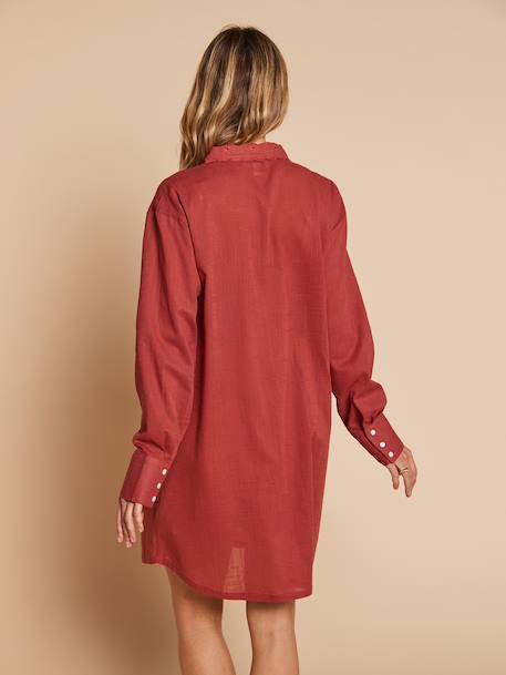 Nightshirt for Maternity & Nursing by ENVIE DE FRAISE emerald green+terracotta - vertbaudet enfant 