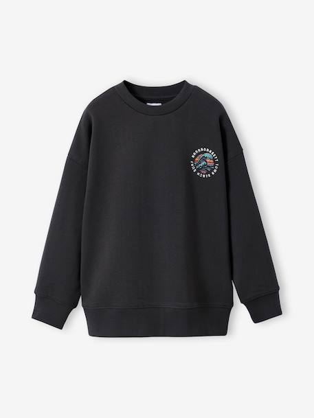 Round-neck oversized sweatshirt for boys anthracite - vertbaudet enfant 