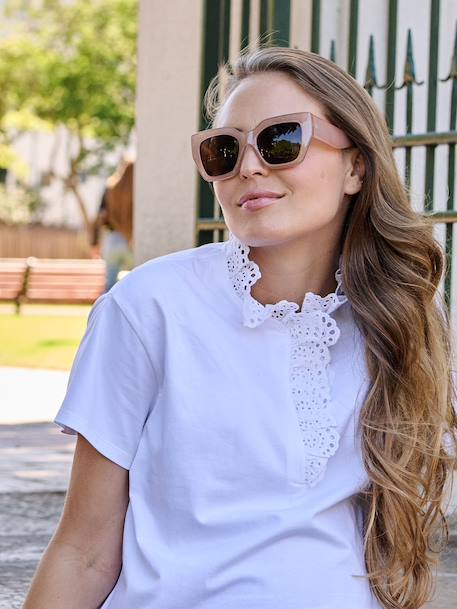 T-shirt de grossesse et allaitement brodé blanc - vertbaudet enfant 