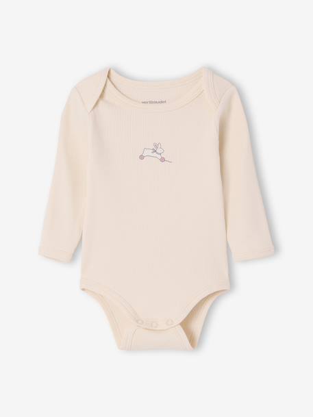 Pack of 3 long-sleeved baby bodysuits sage green - vertbaudet enfant 