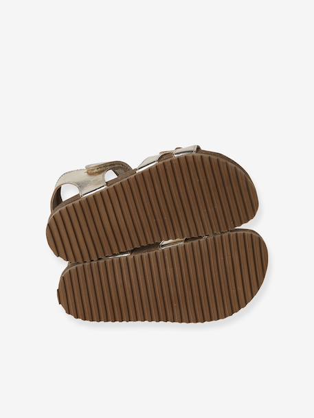 Open leather flower sandals gold - vertbaudet enfant 