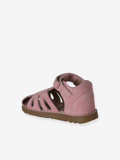 Sandales bébé cuir à scratchs fermées acajou+marine+or+rose - vertbaudet enfant 