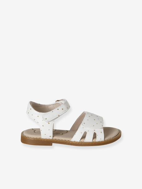 Glittery Hook-and-Loop Sandals for Girls printed white+set blue - vertbaudet enfant 