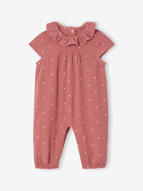 Baby girl's short-sleeved jumpsuit blush - vertbaudet enfant 