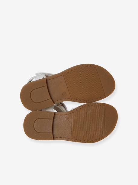 Glittery Hook-and-Loop Sandals for Girls printed white+set blue - vertbaudet enfant 