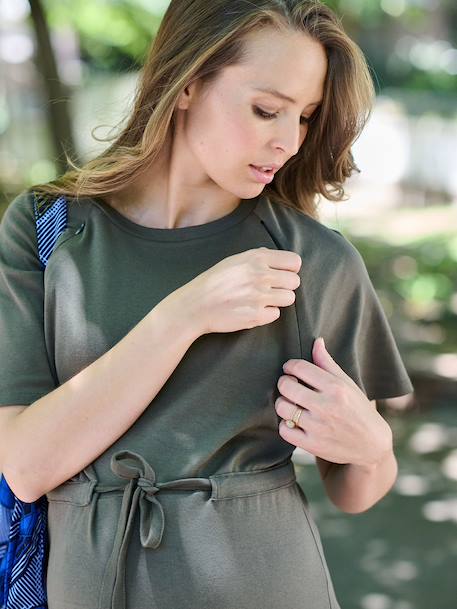 Long nursing clothes dress khaki+terracotta - vertbaudet enfant 