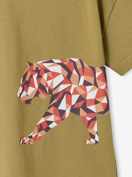 Short-sleeved tiger t-shirt olive - vertbaudet enfant 