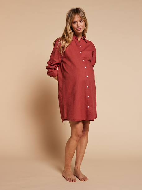 Nightshirt for Maternity & Nursing by ENVIE DE FRAISE emerald green+terracotta - vertbaudet enfant 